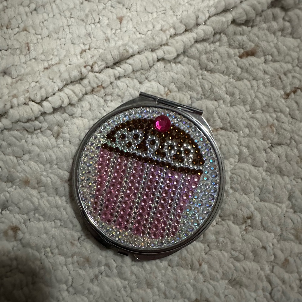 Bedazzled makeup mirror cupcake rhinestones
